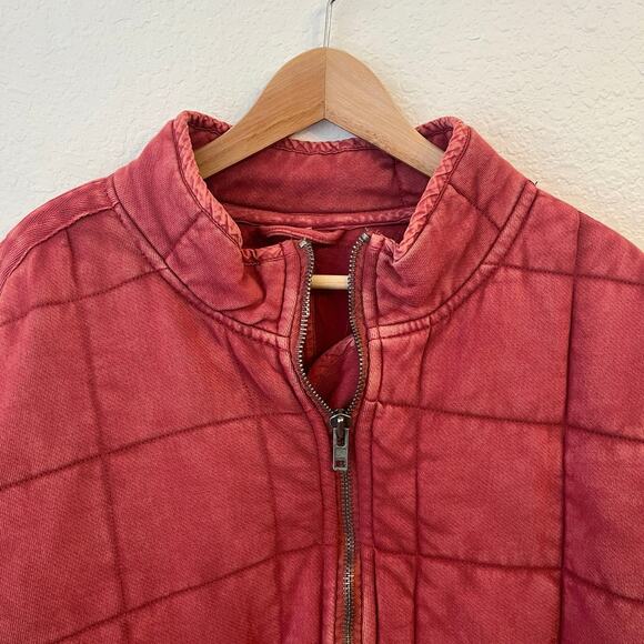 Free People Dolman Quilted Knit Jacket XL Cherry Juice Oversized Cotton Full Zip - Picture 3 of 16